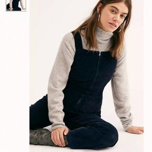 Free People Luna Corduroy Jumpsuit, Navy, Size 0